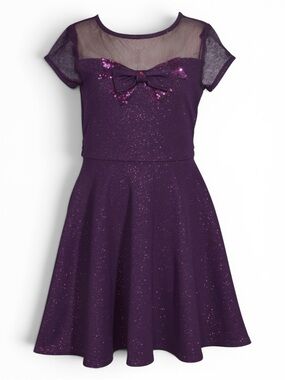 Iris & Ivy - Girls Metallic Purple Party Dress - Size 10